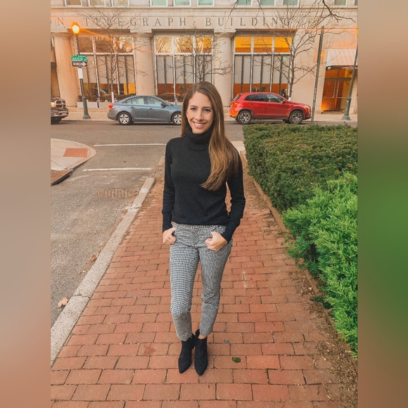 BANANA REPUBLIC Black White  Houndstooth Sloan Pants Ankle Skinny Size 12 - Picture 3 of 8